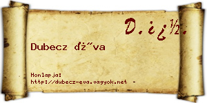Dubecz Éva névjegykártya